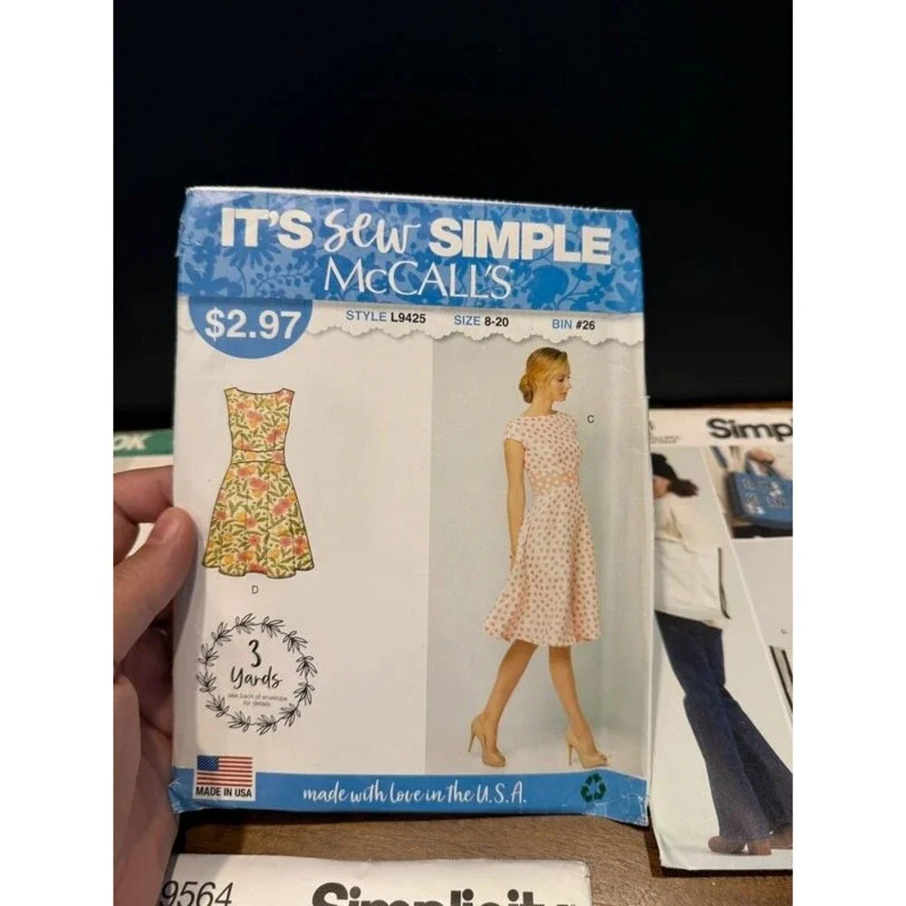 Lot of 6 Sewing Patterns Simplicity McCall's New Look Dresses Tops Aprons Bags
